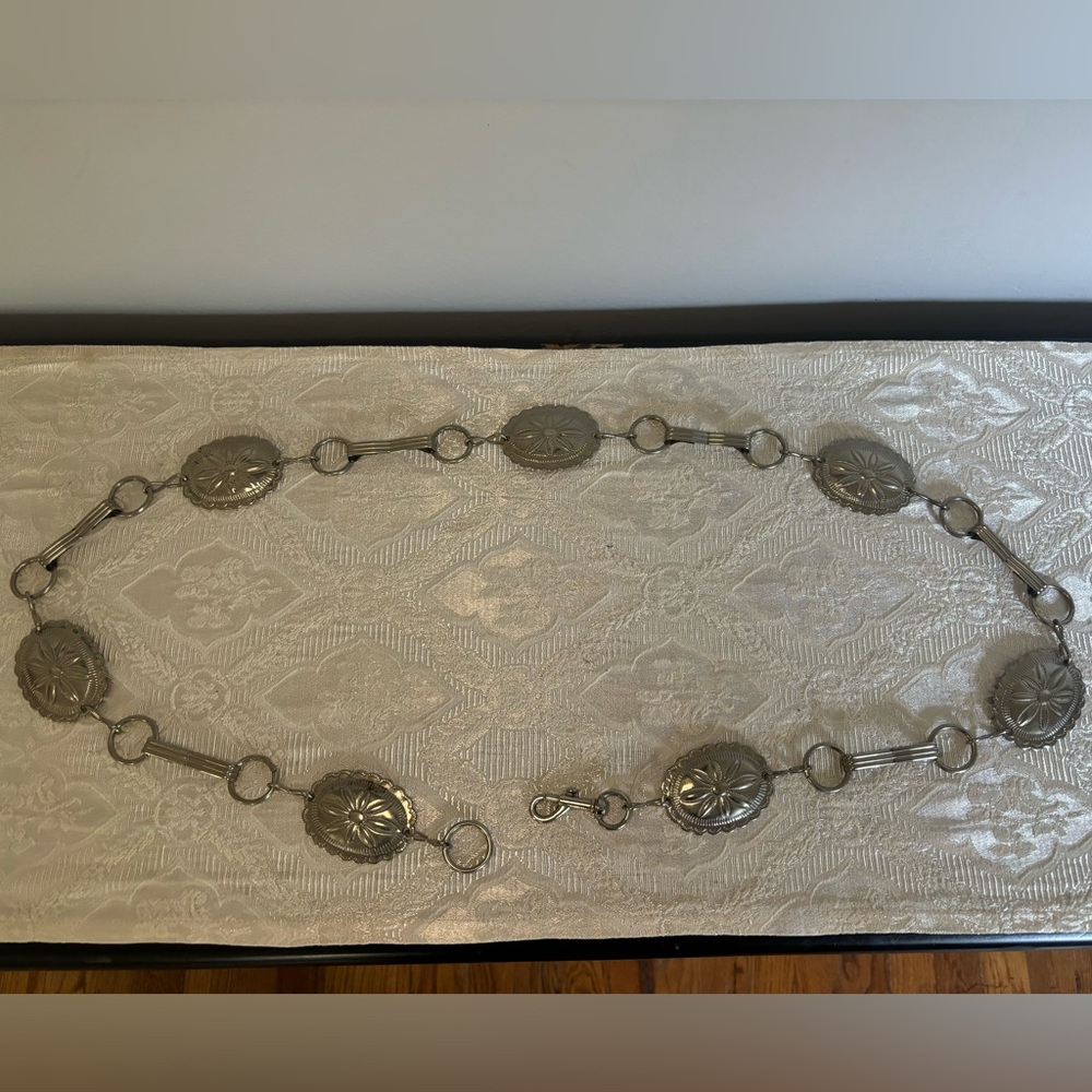 Vtg Concho Silver Belt Western